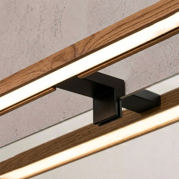 Brilagi-LED Koup osvět zrcadla WOODY MIRROR 3v1 LED/8W/230V 40 cm IP44 černá/dub