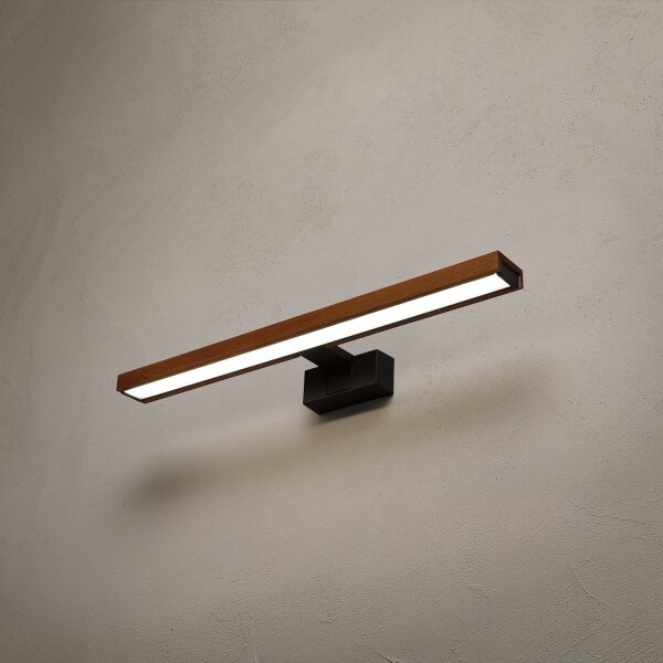 Brilagi-LED Koup osvět zrcad WOODY MIRROR 3v1 LED/12W/230V 60 cm IP44 černá/dub