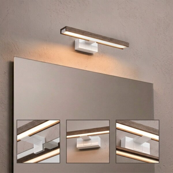 Brilagi-LED Koup osvět zrcadla WOODY MIRROR 3v1 LED/8W/230V 40 cm IP44 bílá/dub