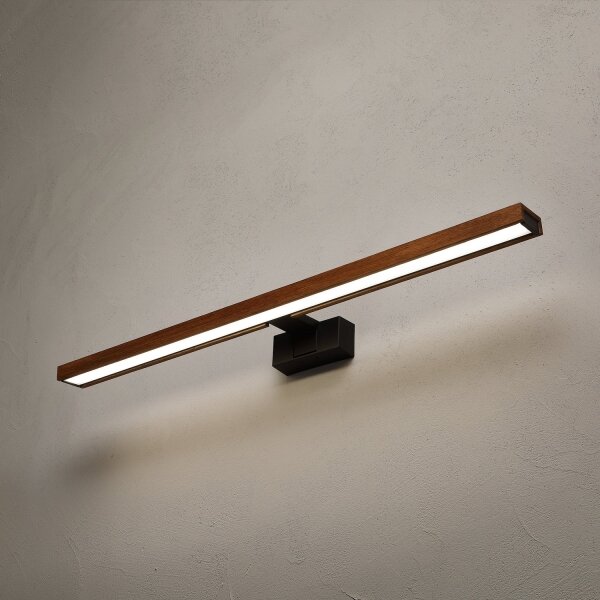 Brilagi-LED Koup osvět zrcad WOODY MIRROR 3v1 LED/15W/230V 80 cm IP44 černá/dub
