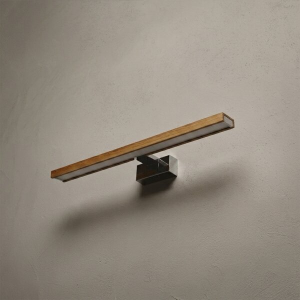 Brilagi-LED Koup osvět zrcad WOODY MIRROR 3v1 LED/12W/230V 60 cm IP44 chrom/dub