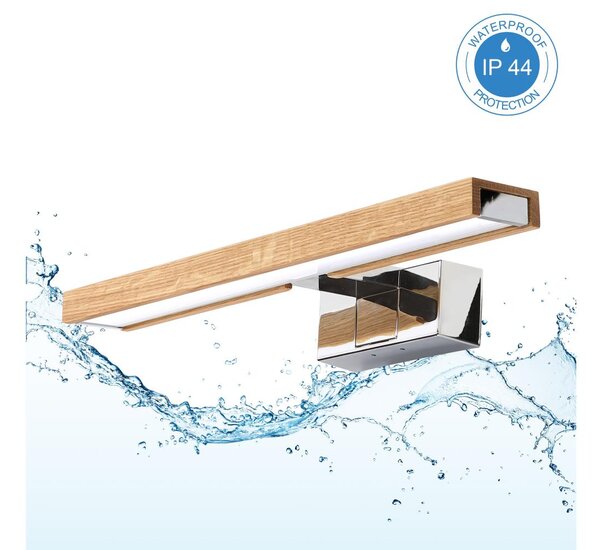 Brilagi-LED Koup osvět zrcadla WOODY MIRROR 3v1 LED/8W/230V 40 cm IP44 chrom/dub