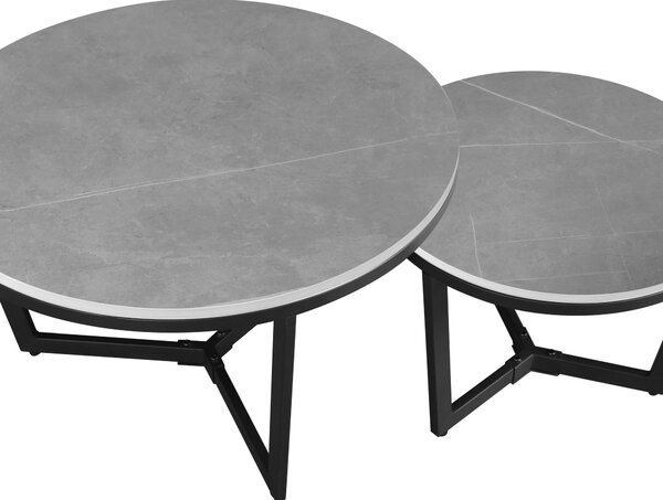 SADA KONFERENČNÍCH STOLKŮ, tmavě šedá, kov, kámen, 68,5/68,5/43 cm MID.YOU - Konferenční stolky, Online Only