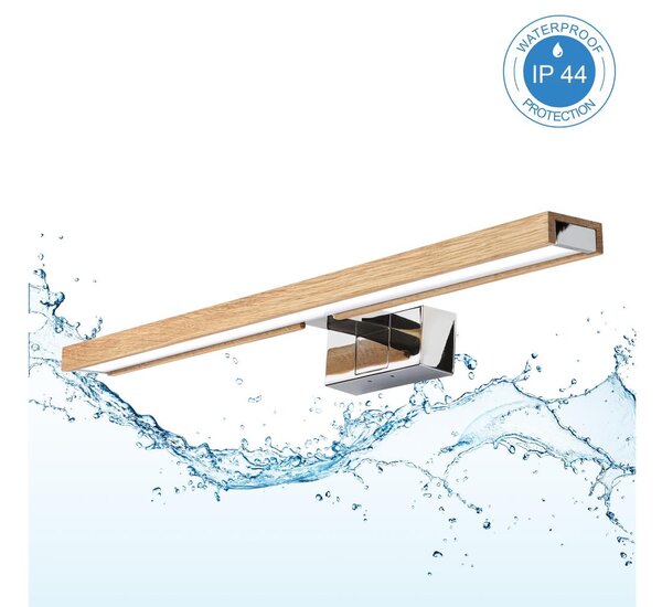 Brilagi-LED Koup osvět zrcad WOODY MIRROR 3v1 LED/12W/230V 60 cm IP44 chrom/dub