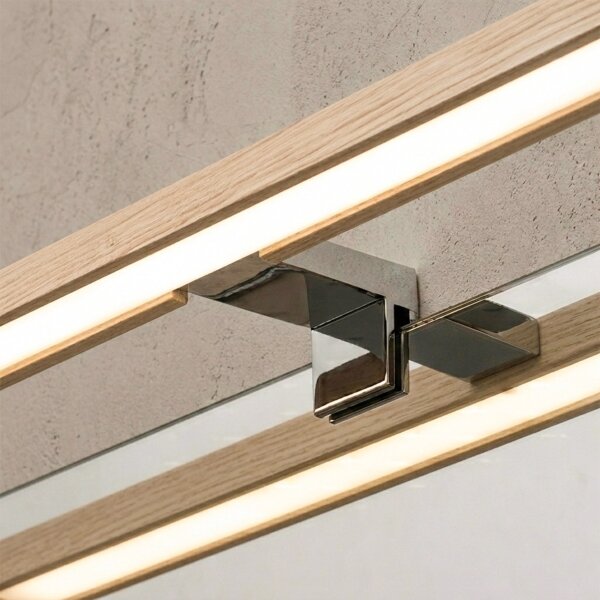 Brilagi-LED Koup osvět zrcadla WOODY MIRROR 3v1 LED/8W/230V 40 cm IP44 chrom/dub