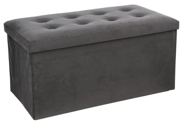 Velký pouf s odkládací přihrádkou v šedé barvě, pouf na chodbu, pouf na pokoj, skládací pouf, sedadlo, pouf