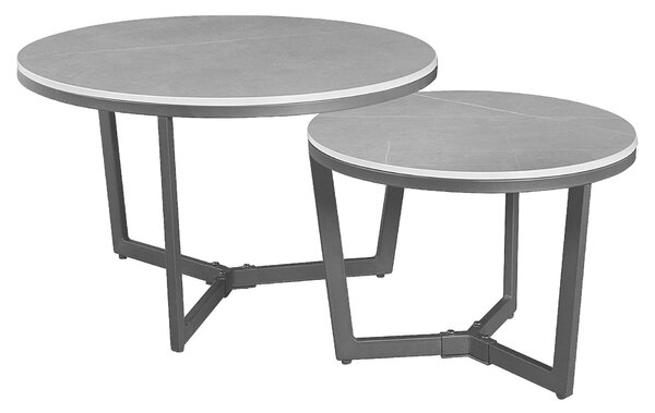 SADA KONFERENČNÍCH STOLKŮ, tmavě šedá, kov, kámen, 68,5/68,5/43 cm MID.YOU - Konferenční stolky, Online Only