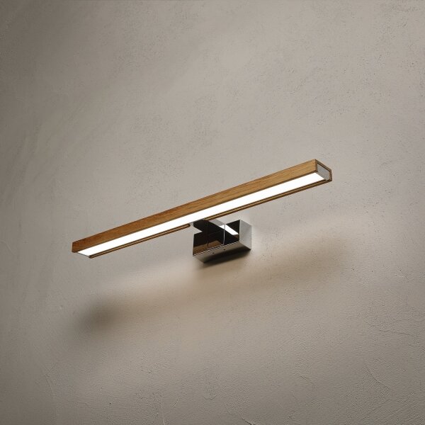 Brilagi-LED Koup osvět zrcad WOODY MIRROR 3v1 LED/12W/230V 60 cm IP44 chrom/dub