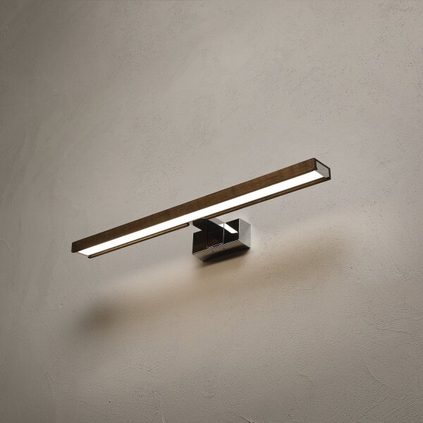 Brilagi -LED Koup osvět zrcad WOODY MIRROR 3v1 LED/12W/230V IP44 chrom/dub ořech