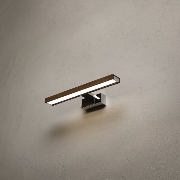 Brilagi-LED Koup osvět zrcad WOODY MIRROR 3v1 LED/8W/230V IP44 chrom/dub ořech
