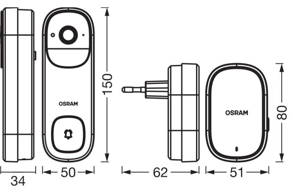 Osram - Chytrý videozvonek se senzorem 2K SMART+ 230V IP66 Wi-Fi