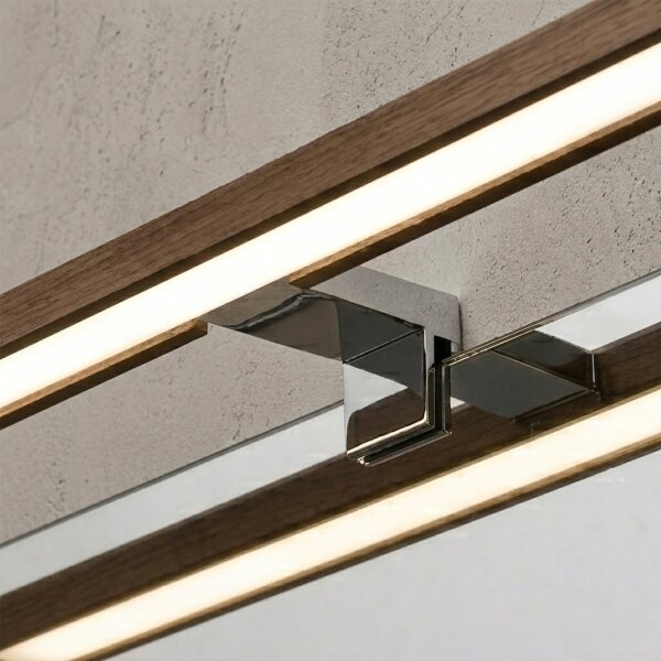Brilagi-LED Koup osvět zrcad WOODY MIRROR 3v1 LED/8W/230V IP44 chrom/dub ořech