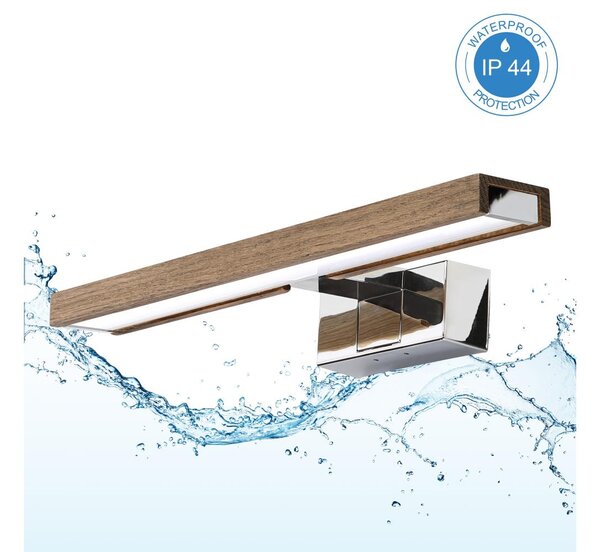 Brilagi-LED Koup osvět zrcad WOODY MIRROR 3v1 LED/8W/230V IP44 chrom/dub ořech