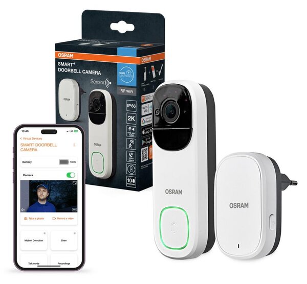 Osram - Chytrý videozvonek se senzorem 2K SMART+ 230V IP66 Wi-Fi