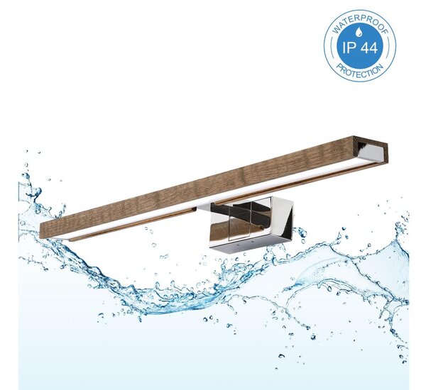 Brilagi -LED Koup osvět zrcad WOODY MIRROR 3v1 LED/12W/230V IP44 chrom/dub ořech