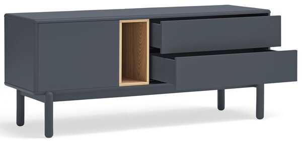 Antracitově šedý lakovaný TV stolek Teulat Corvo 140 x 40 cm