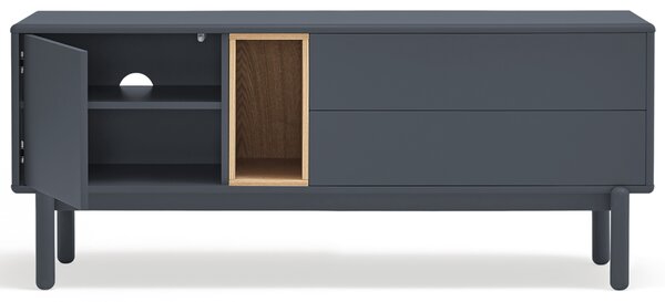 Antracitově šedý lakovaný TV stolek Teulat Corvo 140 x 40 cm