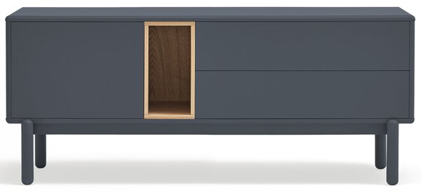 Antracitově šedý lakovaný TV stolek Teulat Corvo 140 x 40 cm