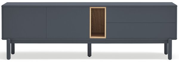 Antracitově šedý lakovaný TV stolek Teulat Corvo 180 x 40 cm