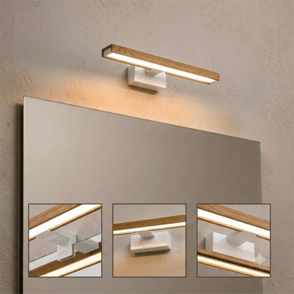 Brilagi - LED Koup osvět zrcadla 3v1 WOODY MIRROR LED/8W/230V IP44 bílá/dub