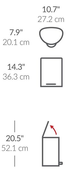 Bílý nášlapný kovový odpadkový koš 6 l – simplehuman