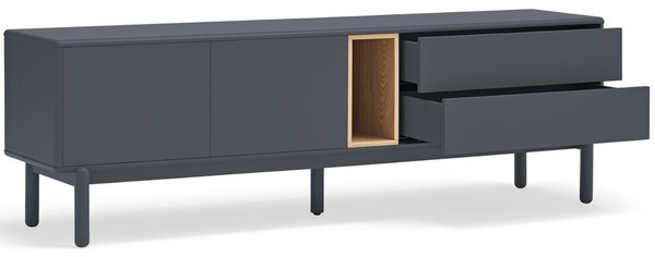 Antracitově šedý lakovaný TV stolek Teulat Corvo 180 x 40 cm