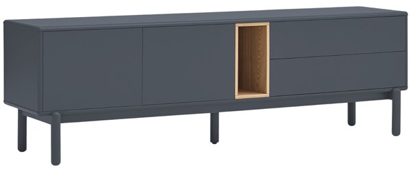 Antracitově šedý lakovaný TV stolek Teulat Corvo 180 x 40 cm