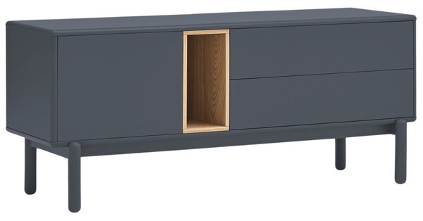 Antracitově šedý lakovaný TV stolek Teulat Corvo 140 x 40 cm