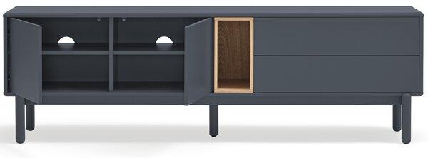 Antracitově šedý lakovaný TV stolek Teulat Corvo 180 x 40 cm