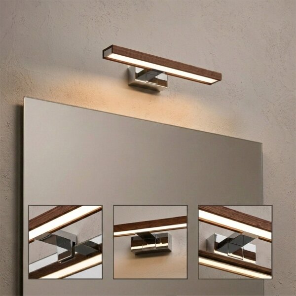 Brilagi-LED Koup osvět zrcad WOODY MIRROR 3v1 LED/8W/230V IP44 chrom/dub třešeň