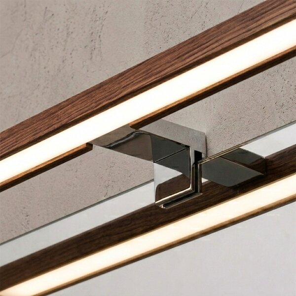 Brilagi-LED Koup osvět zrcad WOODY MIRROR 3v1 LED/8W/230V IP44 chrom/dub třešeň