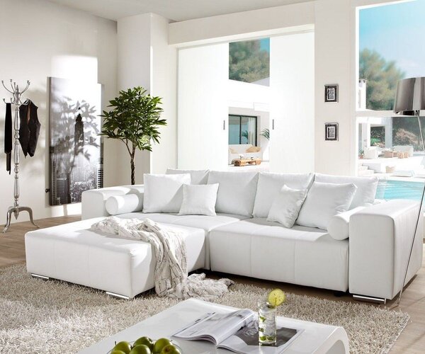 DELIFE Pohovka XL Marbeya 290x110 cm bílá s funkcí rozkladu