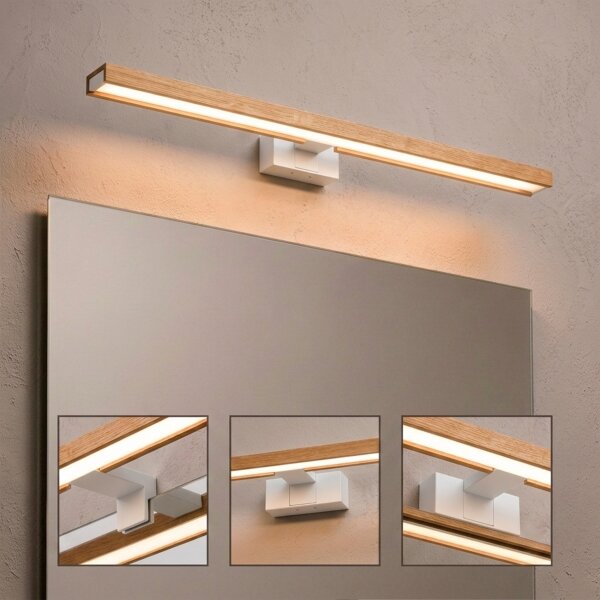 Brilagi - LED Koup osvět zrcadla 3v1 WOODY MIRROR LED/15W/230V IP44 bílá/dub