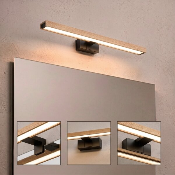Brilagi - LED Koup osvět zrcadla 3v1 WOODY MIRROR LED/12W/230V IP44 černá/dub