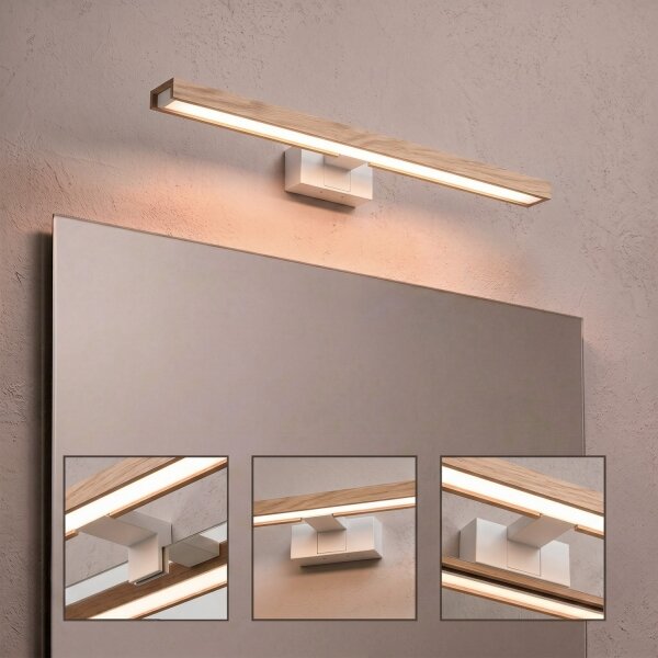 Brilagi - LED Koup osvět zrcadla 3v1 WOODY MIRROR LED/12W/230V IP44 bílá/dub