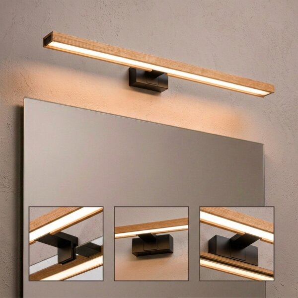 Brilagi - LED Koup osvět zrcadla 3v1 WOODY MIRROR LED/15W/230V IP44 černá/dub