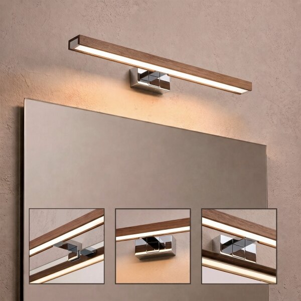 BRILAGI-LED Koup osvět zrcad 3v1 WOODY MIRROR LED/12W/230V IP44 chrom/dub třešeň