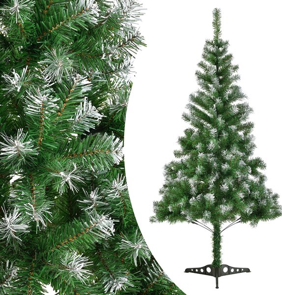 Umělý vánoční stromek 120 cm zelená s umělým sněhem včetně stojanu