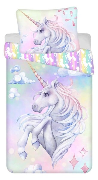 Bavlněné dětské povlečení na jednolůžko 140x200 cm Unicorn "Pastel Rainbow" – Jerry Fabrics