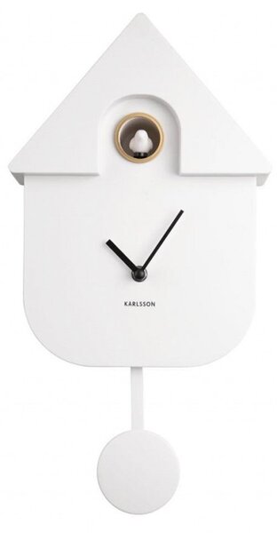 KARLSSON Nástěnné hodiny Modern Cuckoo ABS bílá 41 × 8,5 × 21,5 cm