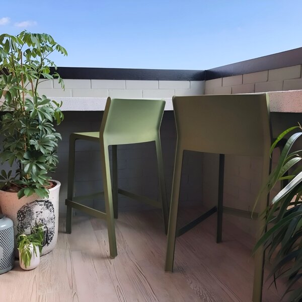 Nardi Zelená plastová barová židle Trill 76 cm