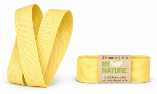 Stuha látková Nature Taft – Sunny Yellow žlutá 25mm x 2,5m (8,- Kč/m)