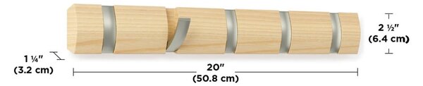 Nástěnný věšák z jasanového dřeva v přírodní barvě Flip – Umbra