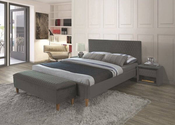Čalouněná postel AZURRO VELVET 140 x 200 cm barva šedá / dub