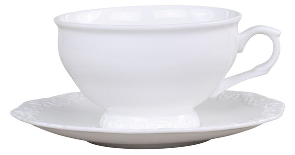 Porcelánový šálek s podšálkem bílý Provence Tea 350 ml (Chic Antique)