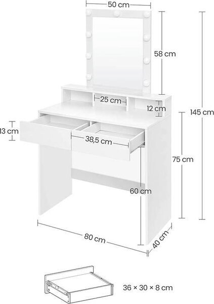 TOALETNÍ STOLEK, bílá, 80/40/145 cm Boxxx, Online Only