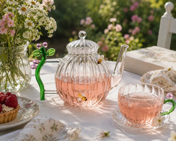 Ichendorf Milano designové konvice Teapot Optic Pink Flower and Bee