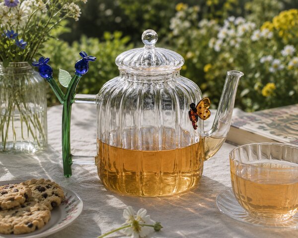 Ichendorf Milano designové konvice Teapot Optic Blue Flower and Butterfly