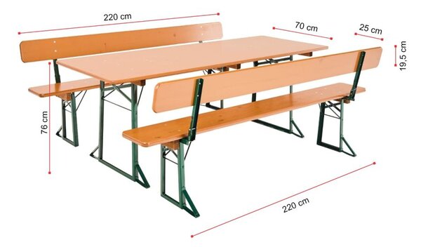 Hawaj Pivní set 220 x 70 x 25 s opěrkou