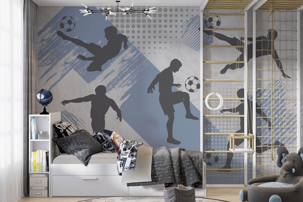 Fototapety Siluety fotbalistů na abstraktním pozadí, Fototapety teen room, Fototapety fotbalové, w03001v1 : uwalls.cz